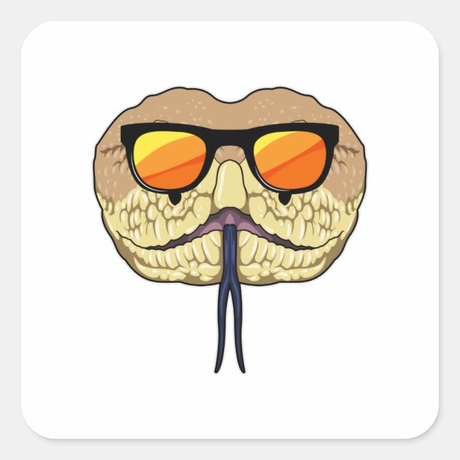 Snake with Sunglasses Square Sticker (Front)