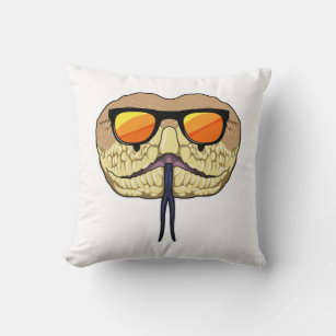 Snake with Sunglasses Throw Pillow
