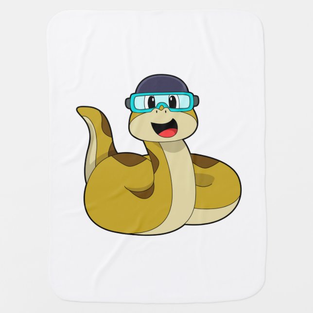 Snake with Swimming goggles Baby Blanket (Front)