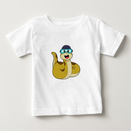 Snake with Swimming goggles Baby T_Shirt