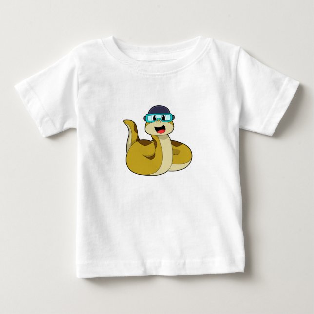 Snake with Swimming goggles Baby T-Shirt (Front)
