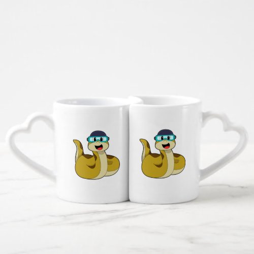 Snake with Swimming goggles Coffee Mug Set