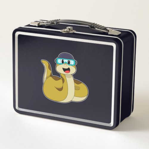 Snake with Swimming goggles Metal Lunch Box