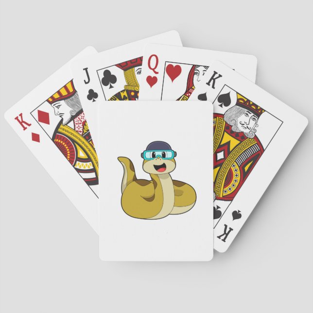 Snake with Swimming goggles Poker Cards (Back)