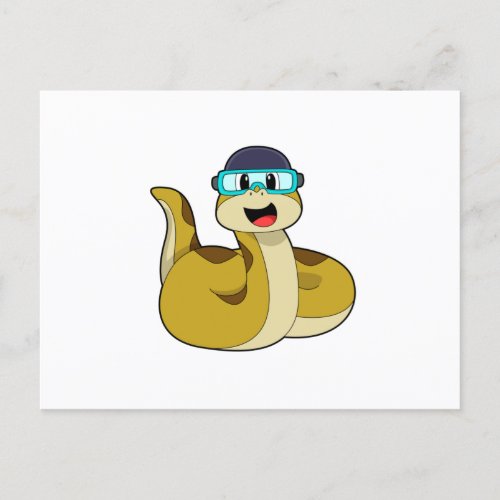 Snake with Swimming goggles Postcard