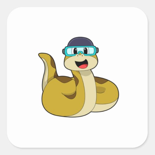 Snake with Swimming goggles Square Sticker