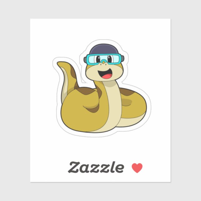 Snake with Swimming goggles Sticker (Sheet)