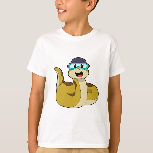 Snake with Swimming goggles T-Shirt (Front)