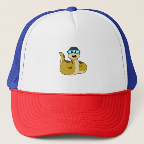 Snake with Swimming goggles Trucker Hat