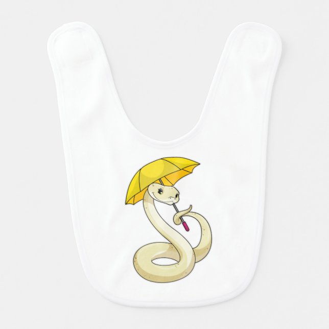 Snake with Umbrella Baby Bib (Front)