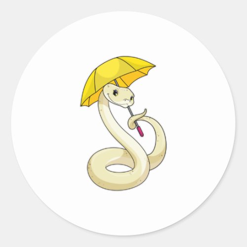 Snake with Umbrella Classic Round Sticker