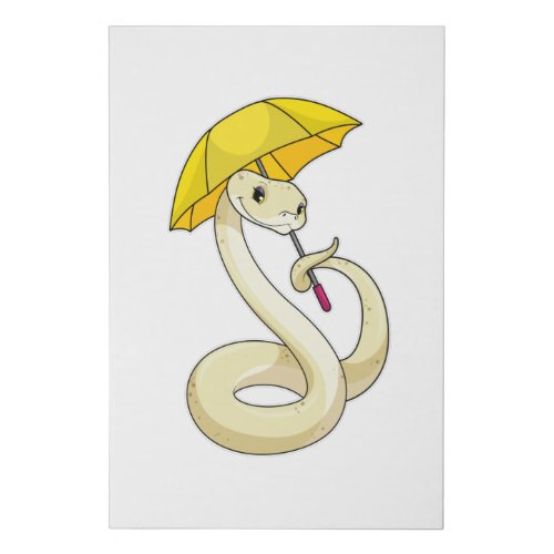 Snake with Umbrella Faux Canvas Print