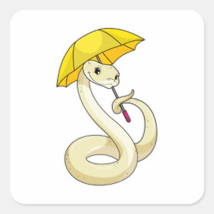Snake with Umbrella Square Sticker