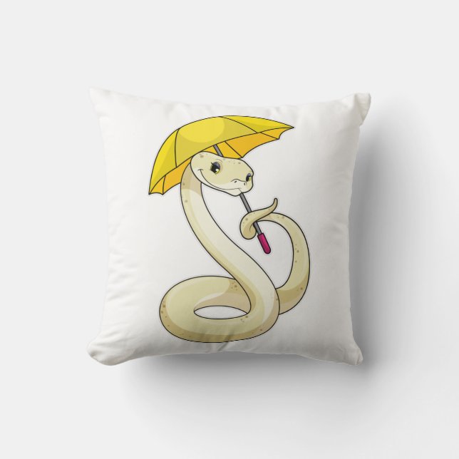 Snake with Umbrella Throw Pillow (Front)