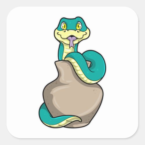 Snake with Vase Square Sticker