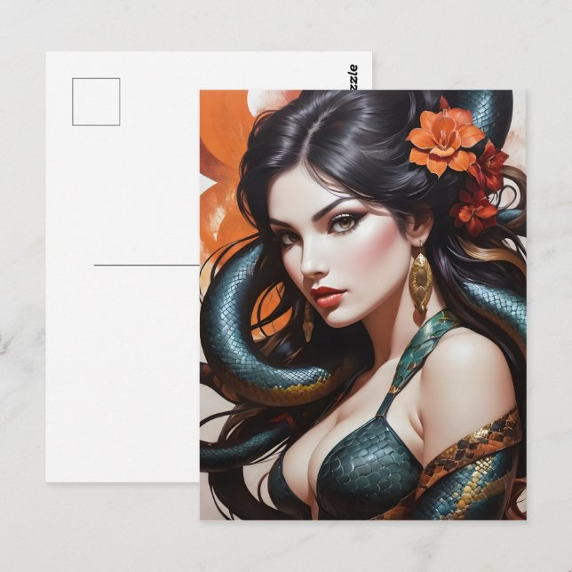 Snake woman art postcard (Front/Back)