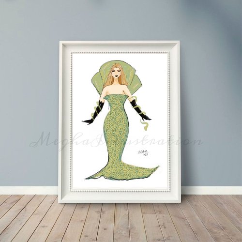 Snake women fashion sketch illustration poster