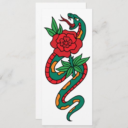 Snake Wrapped Around a Red Rose Tattoo Art (Front/Back)