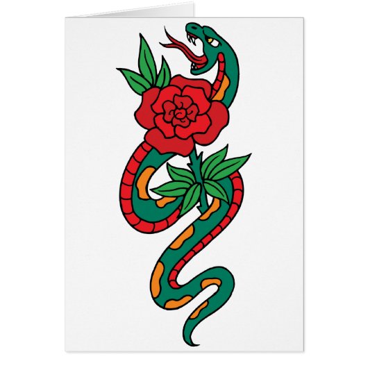 Snake Wrapped Around a Red Rose Tattoo Art (Front)