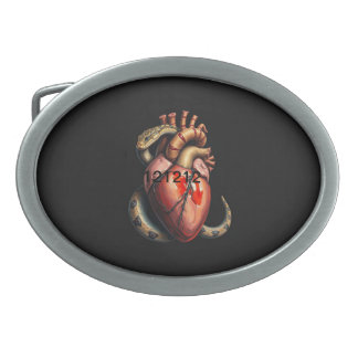 Snake Wrapped Around an Anatomical Heart Belt Buckle