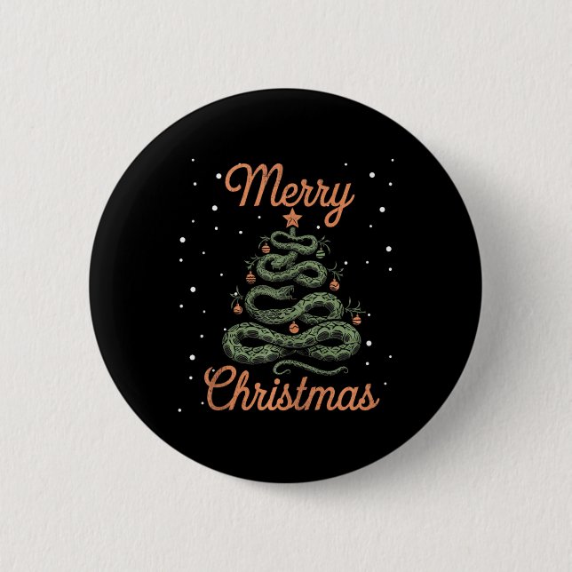 Snake Xmas Tree Snakes Christmas Tree Merry Christ Button (Front)