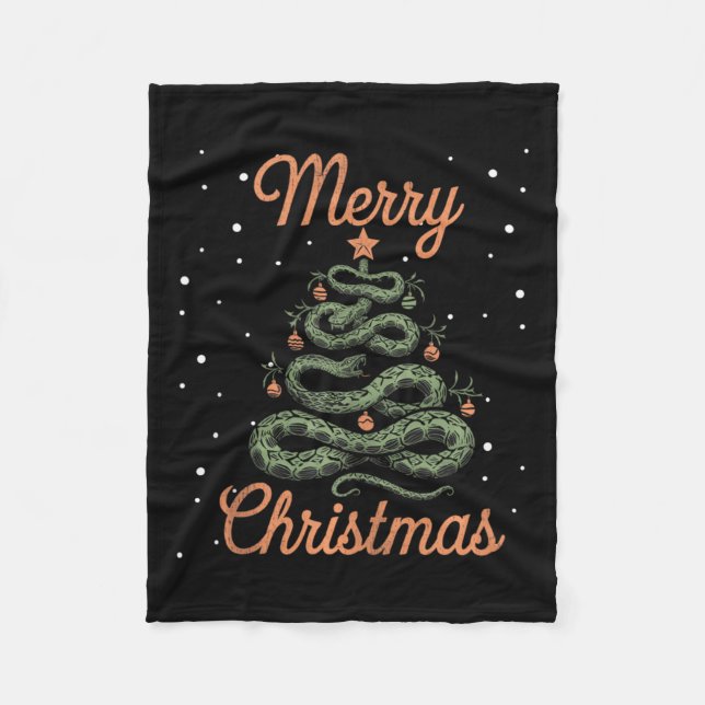 Snake Xmas Tree Snakes Christmas Tree Merry Christ Fleece Blanket (Front)