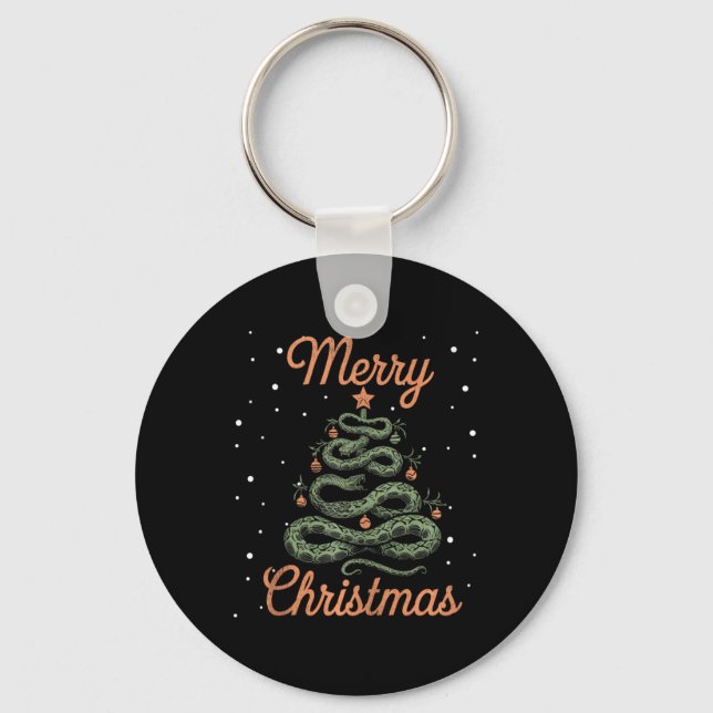 Snake Xmas Tree Snakes Christmas Tree Merry Christ Keychain (Front)