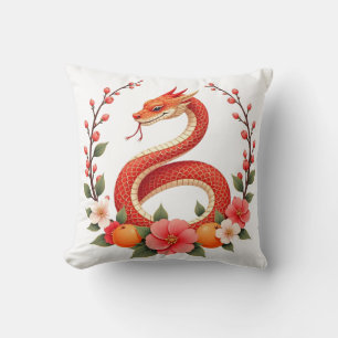 Snake year chinese cute laughing throw pillow