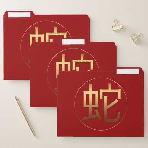 Snake Year Gold embossed effect Ideogram FF File Folder