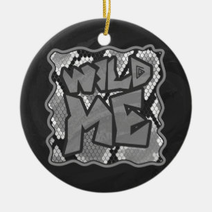 Snake Yellow and Gold Print Ceramic Ornament