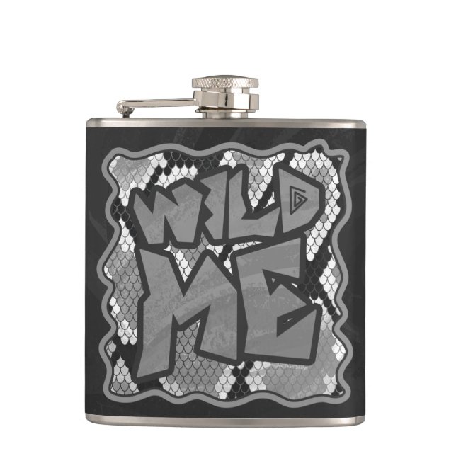 Snake Yellow and Gold Print Hip Flask (Front)