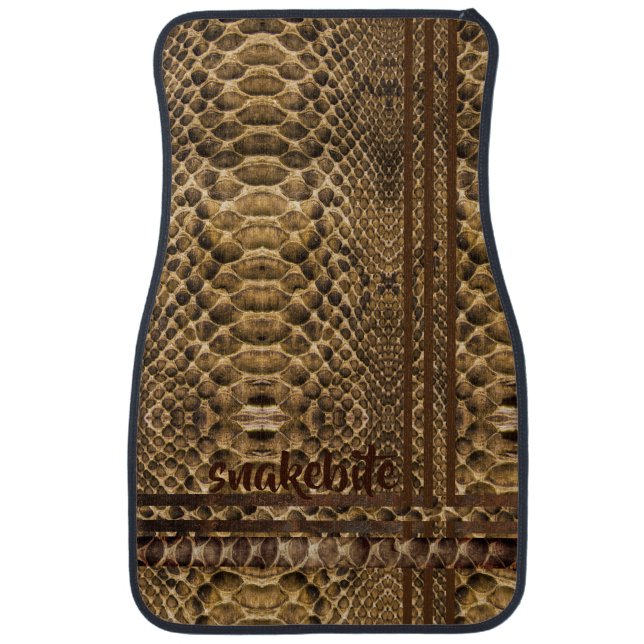 Snakebite Snakeskin Design with Stripes on Car Floor Mat (Front)