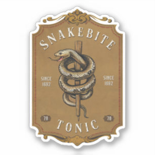 Snakebite Tonic Vintage Label Sticker