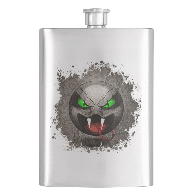 Snakemoji Vintage Blade Flask (Front)