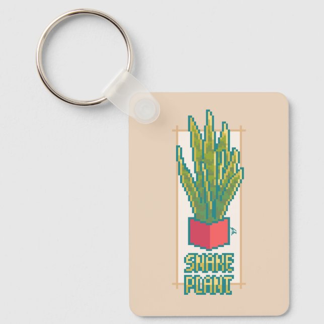 Snakeplant, Pixelart, Pixel Art Keychain (Front)
