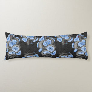 Snakes and blue roses body pillow