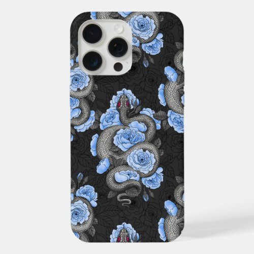 Snakes and blue roses iPhone 15 pro max case