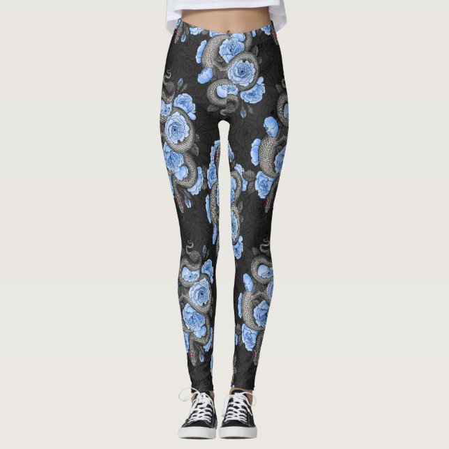 Snakes and blue roses leggings (Front)