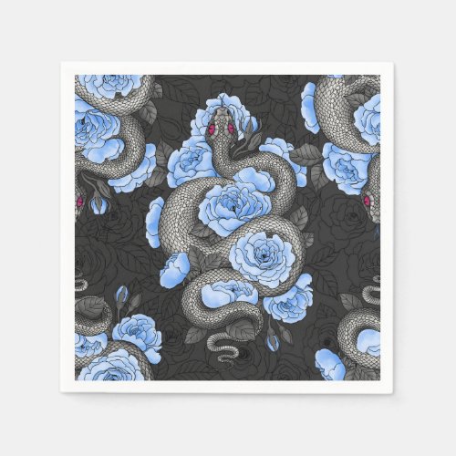 Snakes and blue roses napkins