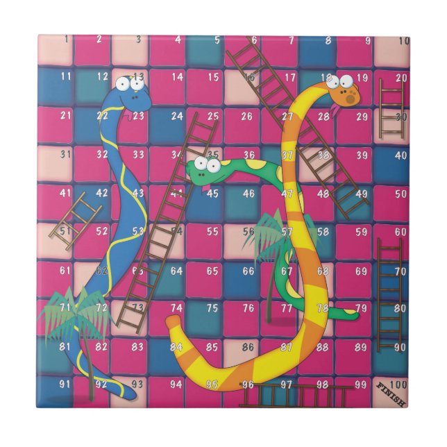 Snakes and Ladders Ceramic Tile (Front)