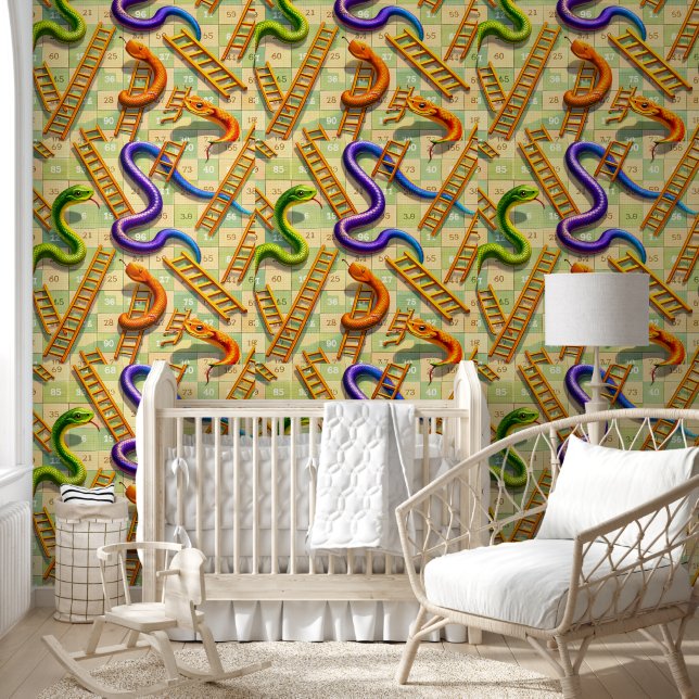 Snakes and ladders classic board game pattern colo wallpaper  (Kids)