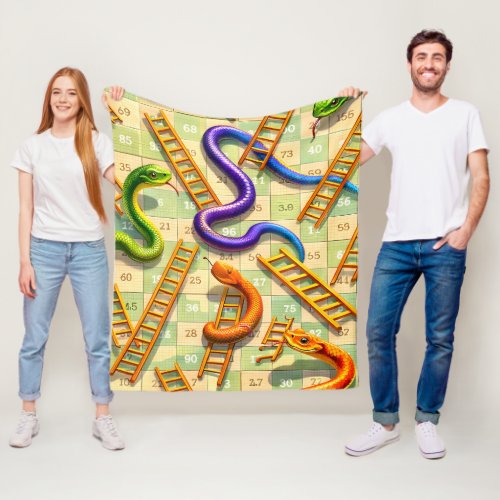 Snakes and ladders classic game board fun fleece b blanket