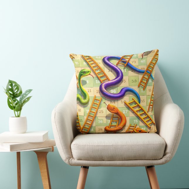 Snakes and ladders classic game board fun throw cu pillow (Chair)