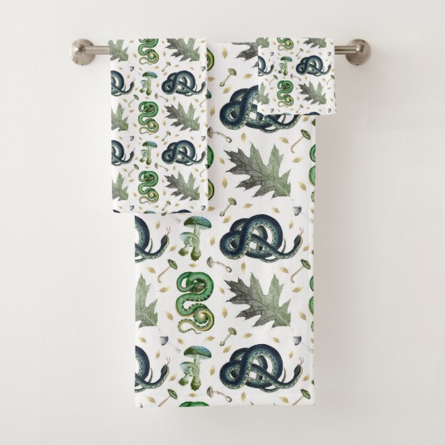 Snakes and Mushrooms Bath Towel Set (Insitu)