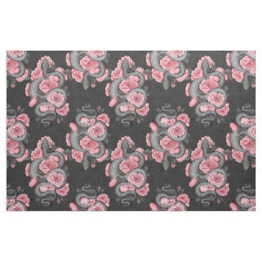 Snakes and  peach roses fabric