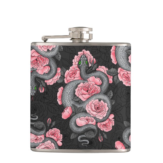 Snakes and  peach roses flask (Front)
