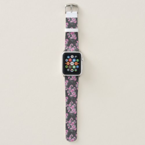 Snakes and pink roses apple watch band