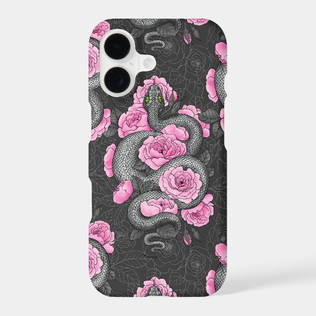 Snakes and pink roses Case-Mate iPhone case (Back)