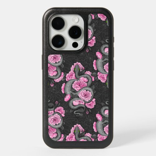 Snakes and pink roses iPhone 15 pro case
