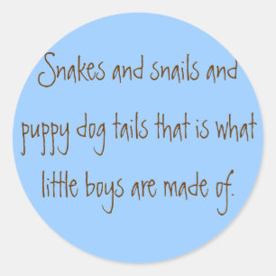 Snakes and snails and puppy dog tails that is w... classic round sticker